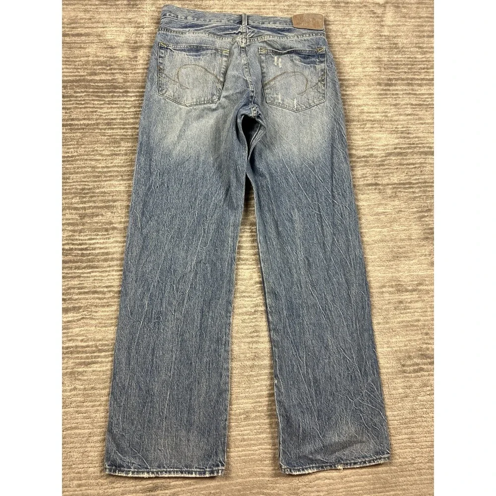 Unionbay Jeans Mens 34x32 Blue Denim Y2K Hong Kong Distressed Straight Leg - Picture 7 of 12